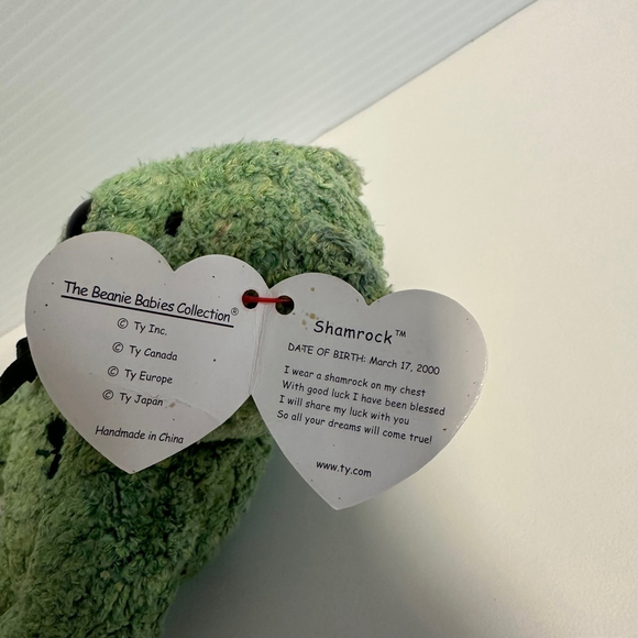 Ty Beanie Baby Shamrock Green Collectible Plush Toy 2000 Vintage - Picture 8 of 16